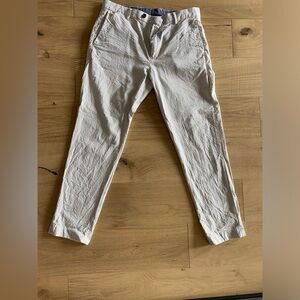 BONOBOS Mens Light Brown and White Seersucker/Pinstripe Slacks